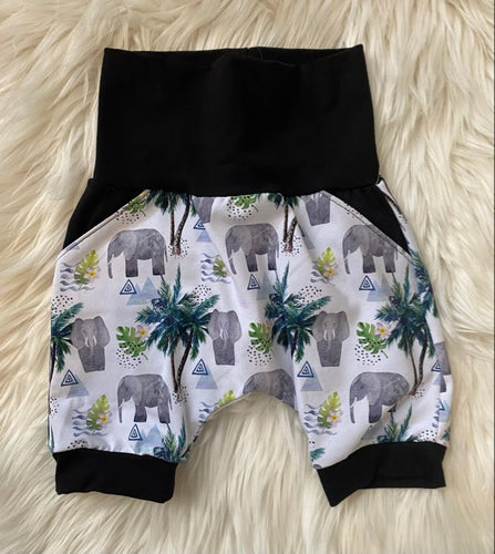 Short harem À MOTIF elephant UNI noir