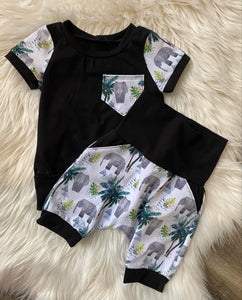 Short harem À MOTIF elephant UNI noir